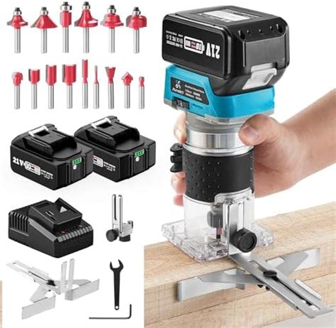 Avhrit Cordless Compact Wood Router 21v Wood Router Tool With 2pcs 4 0ah Batteries Brushless