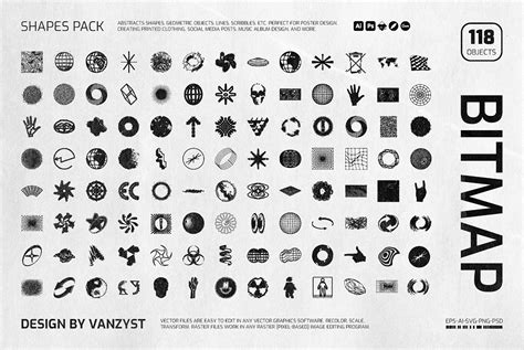 138 Bitmap Vector Shapes Pack Behance