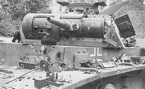 Panzerkampfwagen III of the 5th Panzer Division riddled with small ...