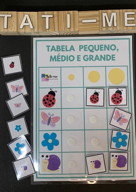 Tabela Pequeno Médio e Grande Atividade Tati me Materiais Educativos