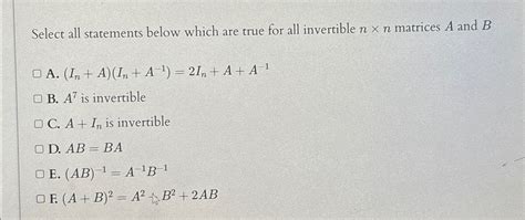 Solved Select All Statements Below Which Are True For All