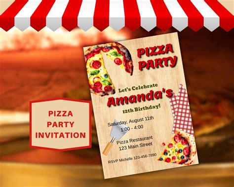 Pizza Party Invite Template Pizza Birthday Party Invitation Pizza Party