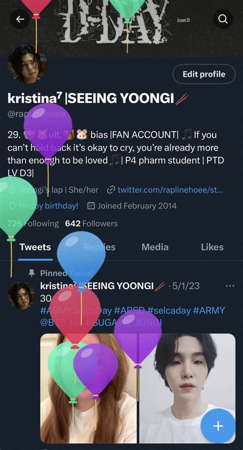 Kristina⁷ Seeing Yoongi🥢 On Twitter Got My Balloons 🥳🥳🥳🥳 Happy 30th