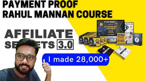 Affiliate Secrets 3 0 Payment Proof Rahul Mannan Affiliate Programm