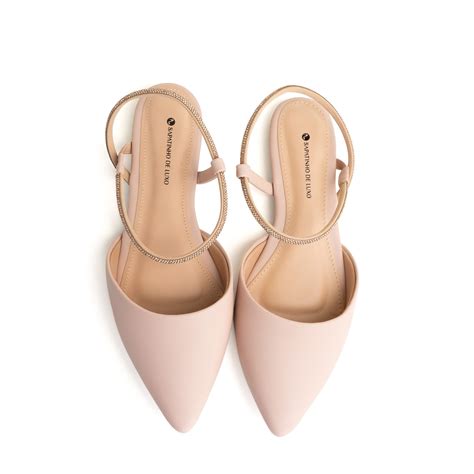 Sapatilha Slingback Nude Baby Tira Tornozelo Strass Brilho 100070 09 3 Bege