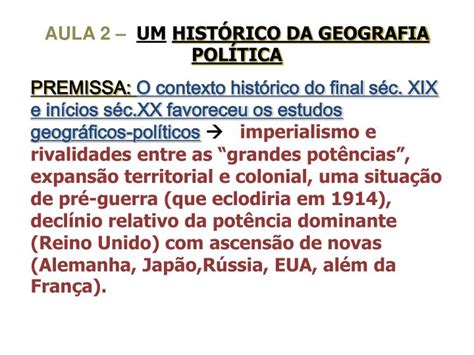 Ppt Aula Um Hist Rico Da Geografia Pol Tica Powerpoint