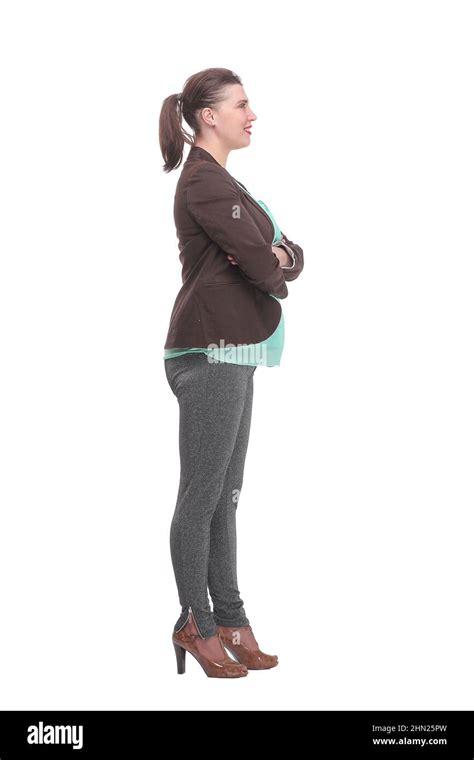 Full Length Side View Of A Confident Young Business Woman Standing