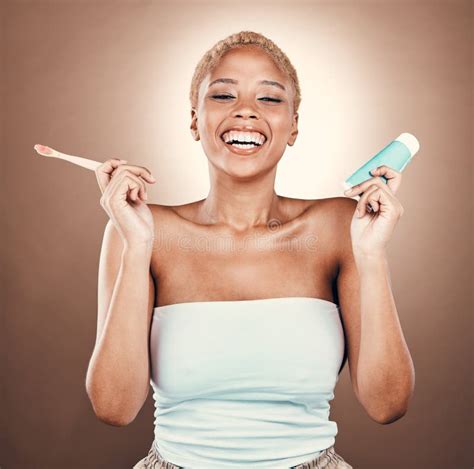 Dental Beauty And Smile With Black Woman And Toothpaste For Teeth