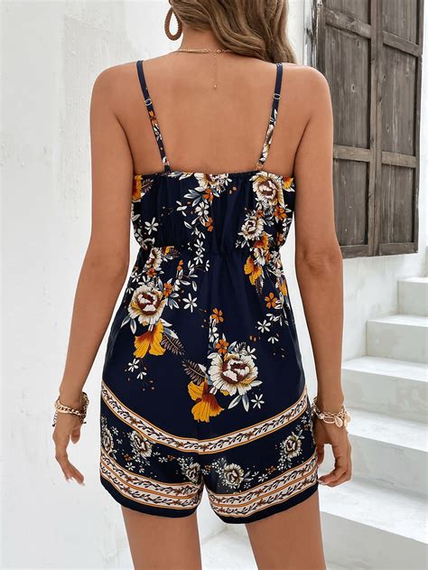 Shein Vcay Floral Print Cami Romper Shein Usa