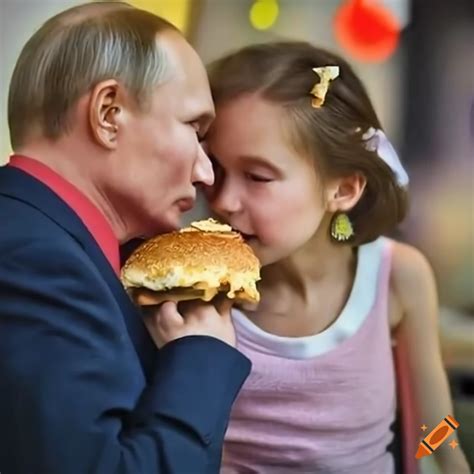 Satirical Image Of Putin And His Daughter Having A Burger On Craiyon