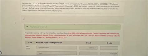 Solved On January 1 2025 Marigold Company Purchased 12