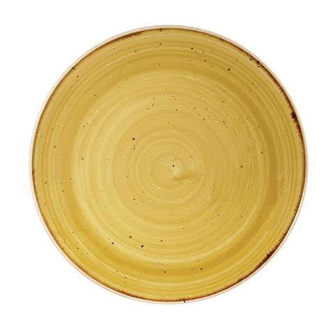 Churchill Stonecast Round Coupe Plate Mustard Seed Yellow 220mm By