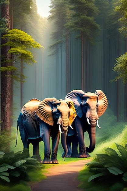 Premium AI Image | Elephants in the forest