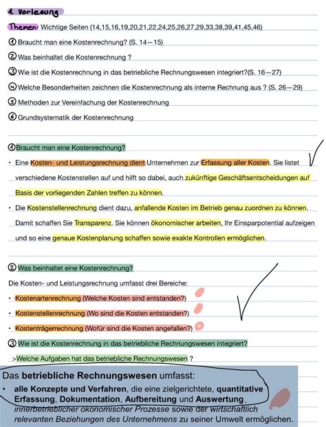 Lernzettel 1 Vorlesung Kosten Und Leistungsrechnung Uni Marburg