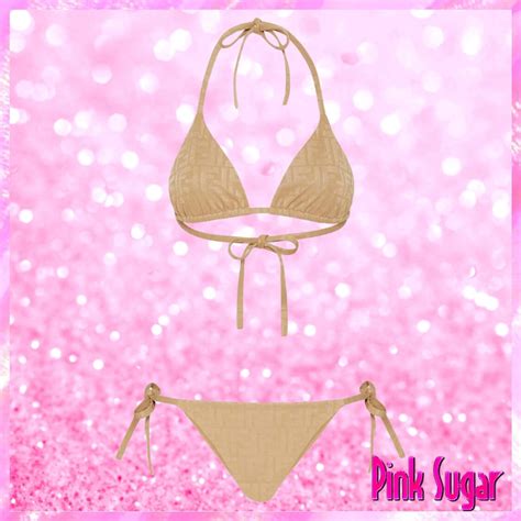 Fendi Motif Triangle Bikini Beige Pink Sugar Bikini