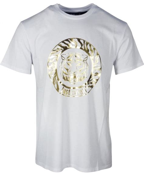 Cavalli T Shirt Gold Tiger Logo Front 74obhf02 74mm605 S Tiger