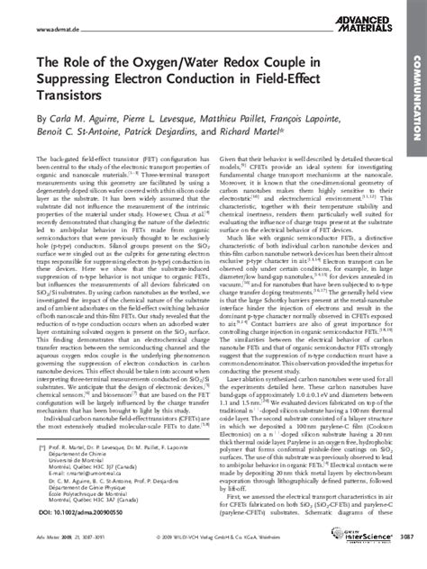 Pdf The Role Of The Oxygen Water Redox Couple In Suppressing Electron Conduction In Field