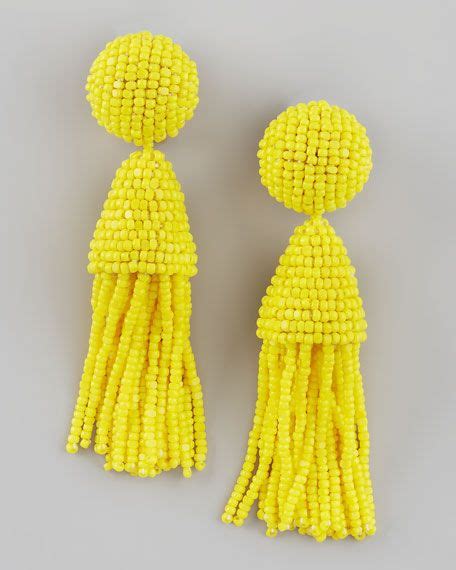 Splash Of Yellow Oscar De La Renta Beaded Tassel Earrings Yellow