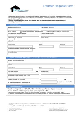 Fillable Online Transfer Request Form Property Focused Super Fax