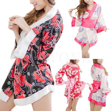 Sexy Floral Japanese Kimono Stage Sleepwear Lingerie Dress Bath Robe