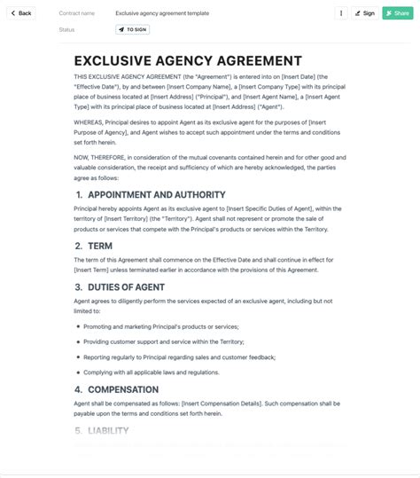 Exclusive Agency Agreement Free To Use