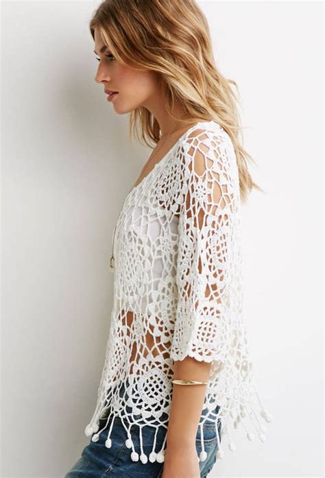 Crochet Top Boho White Lace Hippie Gipsy Sunflower Etsy Roupas De