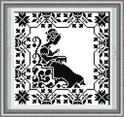 Monochrome Embroidered Mother Counted Cross Stitch 11ct 14ct Dmc Cross