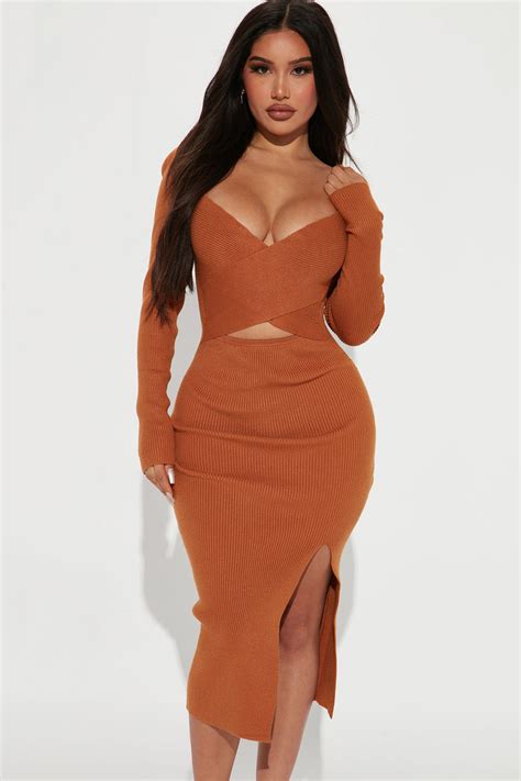 Karene Sweater Midi Dress Mustard Fashion Nova Dresses Fashion Nova