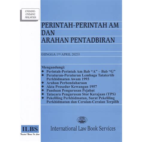 Perintah Perintah Am Dan Arahan Pentadbiran Hingga 1hb April 2023 Ilbs Shopee Malaysia