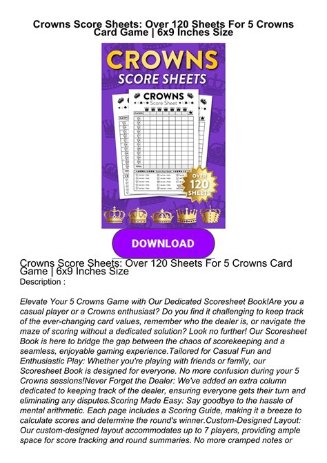 [download]⚡ Crowns Score Sheets Over 120 Sheets For 5 Crowns Card Game