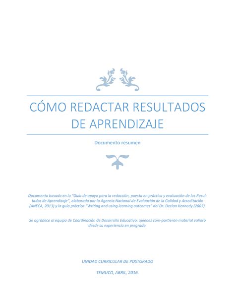 Como Redactar Resultados De Aprendizaje C Mo Redactar Resultados