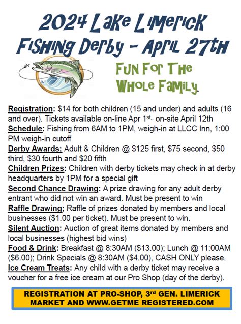 Join Us for the Annual Fishing Derby at Lake Limerick! Saturday, April ...