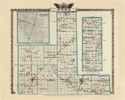 Ford County Illinois Old Map Reprint Warner Beers Illinois