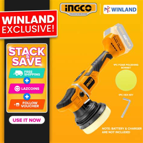 Ingco By Winland V Lithium Ion Cordless Angle Polisher Bl Motor