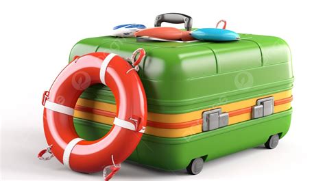 Green Suitcase With A Lifeguard Background D Render Green Suitcase