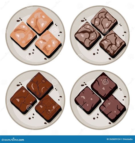 Vector Chocolate Brownies On Plate Stock Vector Illustration Of