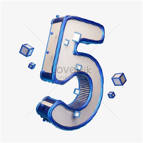 Tech Blue Countdown Number 5 Is Commercially Available Graphics Image