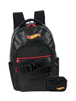 Kit Escolar Mochila Costas Estojo Box Hot Wheels Preto Maxlog Material Escolar Magazine