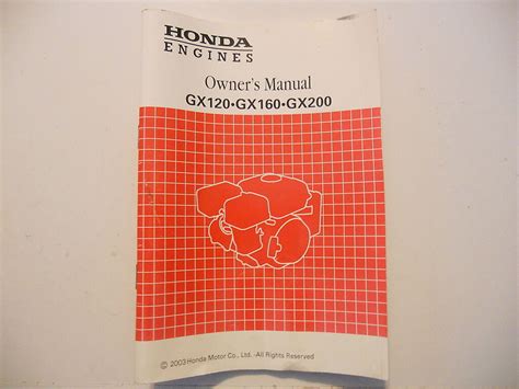 Honda Owners Manual Gx120 Gx160 Gx200 Engines Ebay