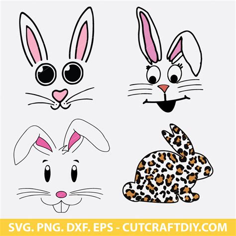 Bunny Face SVG Easter Bunny Clipart Rabbit Face SVG Leopard Rabbit