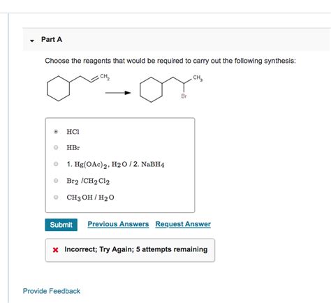 Solved Part A Choose The Reagents That Would Be Required To Chegg