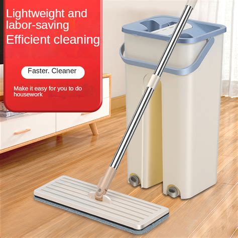 Muti Function Self Wringing Flat Mop Cleaning Hardwood Floor Wet And Dry Mops Bucket Set For