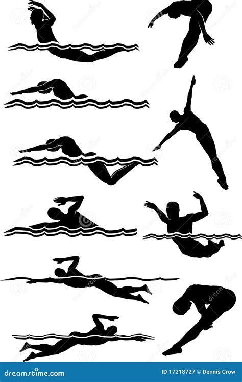 Swimming And Diving Male Silhouettes Stock Vector Image 17218727