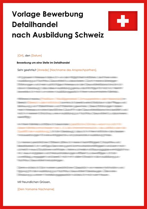 Vorlage Bewerbung Detailhandel Nach Ausbildung Schweiz 2024