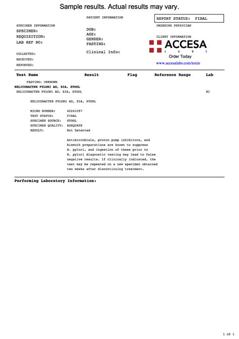 H. pylori Test - Helicobacter pylori Stool Antigen Test | Accesa Labs