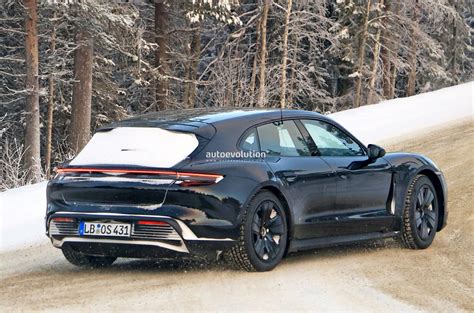 Facelifted Porsche Taycan Sport Turismo Spied Naked In A Winter