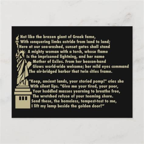 Statue of Liberty - New Colossus Patriotic Poem Postcard | Zazzle.com