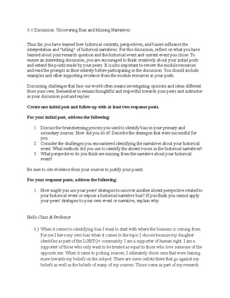 5-1 Discussion Uncovering Bias and Missing Narratives - For this