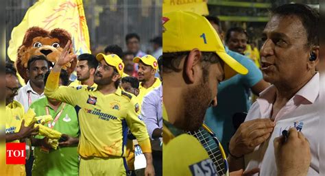 Sunil Gavaskar Ms Dhoni Csk Thanks Chennai Crowd And Takes Mahi Autograph Cricket News