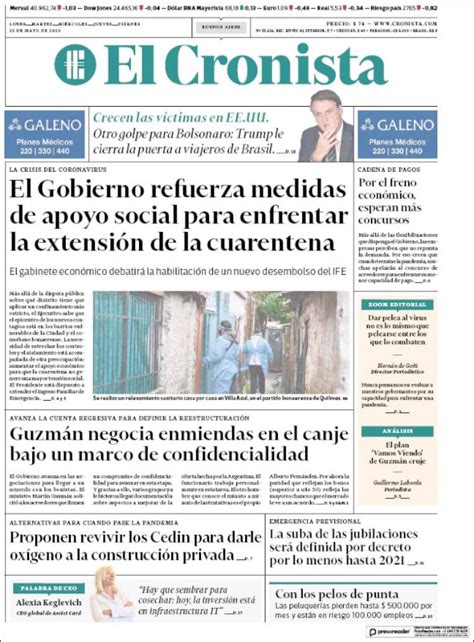 Periódico El Cronista Comercial Argentina Periódicos De Argentina Edición De Lunes 25 De